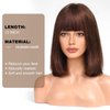 BLONDE UNICORN 14 Inch Bob Wig with Bangs Human Hair,Brown Bob Wigs for White Women,100% Human Hair Shoulder Length Wigs for Daily Use 180 Density