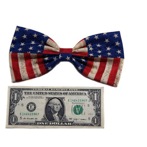 EmilyRose Couture Patriotic Hair Bow Collection (Barrette, Vintage Flag)