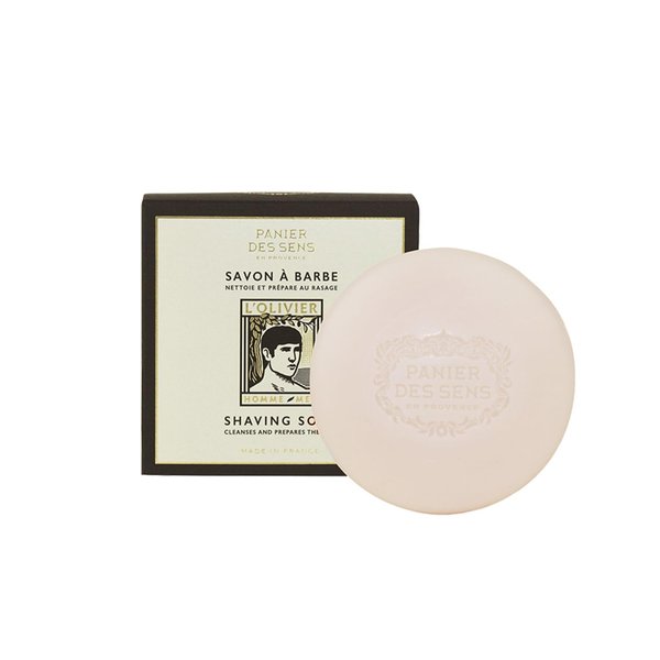 Panier des Sens L'Olivier Shaving soap for men, beard wash - Made in France 97% natural - 5.29 Oz/150g