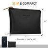 Chelmon Vegan Leather Coin Purse Pouch Change Purse With Zipper For Men Women (Black Up)