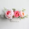 Fangsen Wedding Ivory Boho Pink Orange Rose Flower Hair Clips Floral Hair Accessories for Brides and Bridesmaids Silver