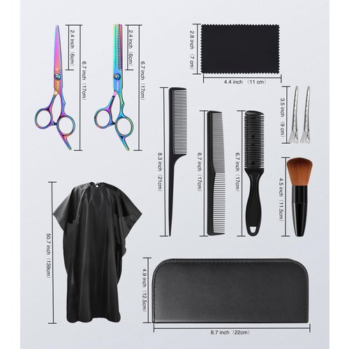 Hair Cutting Scissors Kits,11Pcs Professional Haircut Scissors Kit with Comb,Clips,Cape,New Craftsmanship Stainless Steel Hairdressing Thinning Shears Set for Barber,Salon,Home,Men,Women