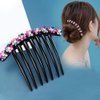 Yusier 2 PCS Cute Small Flower Black Hair Comb Plum Blossom Hairstyle Ornaments for Women and Girls Side Comb Hair Bun Decoration(E)