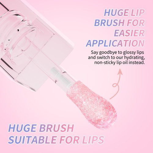 KTouler 3Pcs Translucent Lip Gloss, Plumping Lip Oil/Mirror Highlight Lip Gloss,Moisturizing Hydrating And Nourishing Lip Plumper Gloss (Pink+Honey+Black, B)