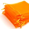 Lautechco 100Pcs Organza Bags 7x9 inches Orange Organza Gift Bags Small Mesh Bags Drawstring Gift Bags Christmas Drawstring Organza Gift Bags (7x9 inches Orange)