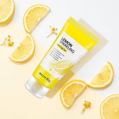 SECRETKEY Lemon Sparkling Peeling Gel, Deep Cleansing, Exfoliation, Skin Moisturization, Low Irritation for Sensitive Skin fl. 4.05 oz / 120 ml, Vitamin C and Refreshing Carbonated Water Synergy