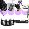 Hair Brush, Boar Bristle Hair Brush Faster Blow Drying, Professional Curved Vent Styling Hair Brushes for Women Men Kids, Paddle Detangler Brush for Wet Dry Curly Thick Thin Hair (Black)