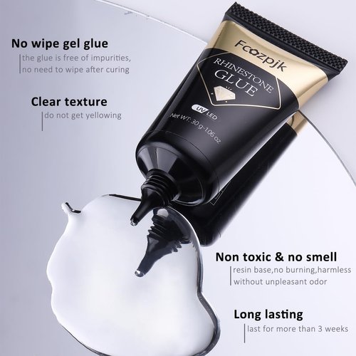 Fcozpjk 30ML Rhinestone Glue for Nails, 3D Nail Charms Gel Nail Glue Super Strong Bling Gel, Stick Nail Gems Jewel Caviar Beads Diamond Glue for Nails Professional Manicure Accessories