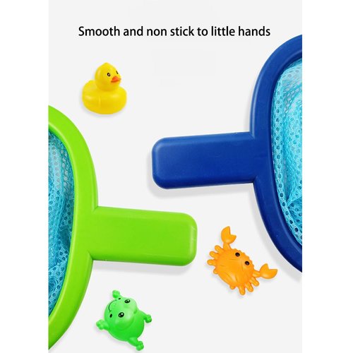 Baby Bath Toys 1 Pcs Crab Animals Fishing Net with 2 Pcs Water Floating Sea Animals Crab Toys, Bathroom Pool Water Floating Accessory Duck Crab Frog Fishing Play Set for Toddlers