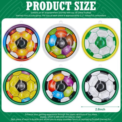 Gemscream 48 Pcs Mini Soccer Maze Puzzles Sport Ball Plastic Maze Puzzles Toys Maze Puzzle Games for Classroom Valentine Kids School Prizes Exchange Party Favors Easter Eggs Fillers