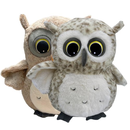 Ryttir 2 Pack 11.8 Inch Chubby Owl Stuffed Animals Plush, Adventure Stuffed Owl Toy, Brave Boy's and Girl's Room Owls Plush Decor, Funny Owl Gifts for Kids and Women Christmas