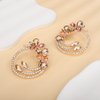 Octwine Elegant Simple Flower Drop Gold Rhinestone Bar Party Prom Hoop Earrings Great for Party Wedding Dating Jewelry for Women and Girls