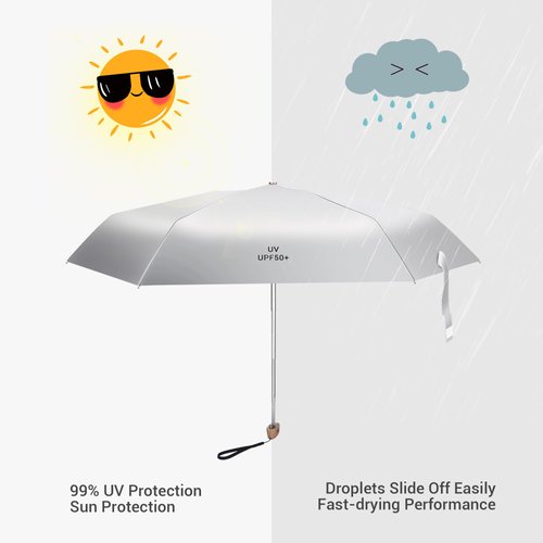 Portable Photographic Reflective Umbrella Silver, UPF 50+ UV Protection Sun Umbrella 42Inch Sun Blocking Travel Umbrella Rain Cover for Outdoor Photography Fill Light & Daily Sunshade Rain Protector