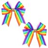 2PCS Gay Pride Day Rainbow Bow Clips for Girls Kids Grosgrain Ribbons Rainbow Hair Clips Bow Hair Pins Headwear Alligator Clips LGBT Accessories for Toddlers Baby Women Party Favors