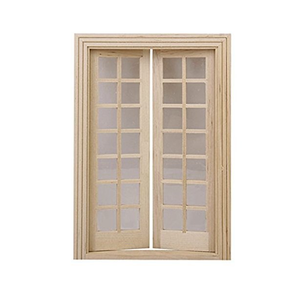 ULTNICE 1:12 Dollhouse Furniture Miniature Wooden Exterior Door 28 Panel
