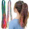 BASEMMAHER 50cs Colorful Hair Wrap String Braiding Hair Ties Hair Extensions Hair Rope Band Sturdy Rainbow String Gradient Color Braiding Yarn Strings for Women Girls Braids Hair Styling Accessories