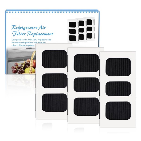 Refrigerator Air Filter Replacement for Frigidaire PAULTRA2 Pure Air Ultra II - Compatible with Electrolux ELPAULTRA2 - Freshen Your Fridge with Activated Carbon Air Filter - 3 Packs