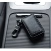 Buffway Car Key case,Genuine Leather Car Key Chain Keychain Holder Metal Hook and Keyring Zipper Bag for Remote Key Fob - Black