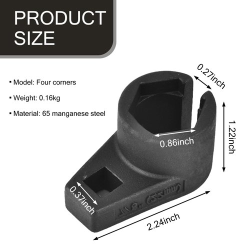 QODOLSI 1 PC Car Oxygen Sensor Disassembly Tool, 3/8 Driver 7/8"/22mm Front and Rear Oxygen Sensor Sleeve Socket, Special Wrench for Offset Oxygen Sensor Socket, Universal for Most Cars (Black)