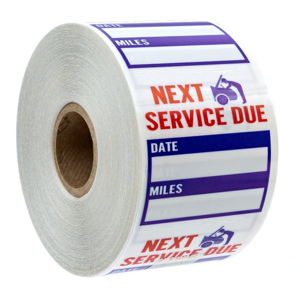 Oil Change Service Reminder Stickers / 500 Red Clear Blue Next Service Due Removable Labels / 2" x 2" Square Automotive Window Sticker/Made in The USA