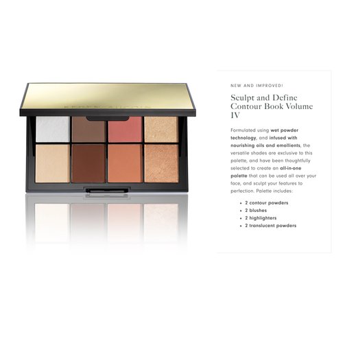 Kevyn Aucoin Sculpt and Define Contour Book Volume 4: All-in-one makeup artist palette compact. Defines facial features. Eyes, cheekbone, nose & jawline. Highlighters to glow. All skin tones & shapes.
