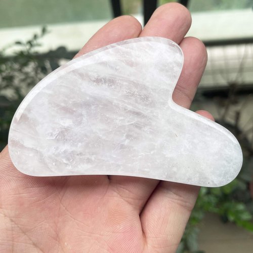 Fekuar Natural Rock Quartz Gua Sha Massage Tool for Body Skin Facial, Crystal Scraping Board for SPA Acupuncture Therapy Trigger Point Treatment