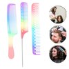 SOLUSTRE Womens Hair Brush Rainbow Hair Comb 3Pcs Hair Cutting Comb Salon Hair Comb Hair Cutting Comb Rainbow Rat Tail Comb Hair Cutting Comb Teasing Comb for Teasing Back Combing Travel Hairbrush
