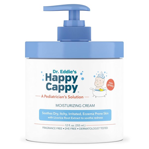 Happy Cappy Dr. Eddie's Pediatrician-Formulated Moisturizing Baby Lotion - Gentle, Paraben Free, Hypoallergenic, Sulfate Free - Soothes Dry Skin, Eczema and Reduces Redness, 12 oz