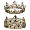 2 Pieces Baroque Crown King and Queen Crown Set for Men Women Black Rhinestone Crystal Queen Tiaras Royal Costume Crown Headwear for Prom Wedding Cosplay Homecoming Prom Christmas Party Decorations