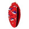 CEALXHENY 4th of July Headbands for Women, 4th of July Accessories, American Flag Patriotic Headbands, Rhinestone Pearl Knotted Headbands Beads Embellished Jeweled Headbands Holiday Gifts (US Flag G)