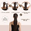 16" Human Hair Ponytail Extensions #2 Dark Brown 75g 100% Remy Human Hair Wrap Around Long Ponytail Clip in Hair Extensions Straight One Piece Hairpiece (16", Dark Brown)