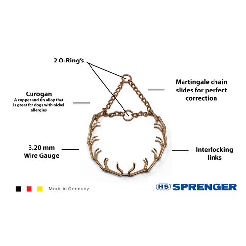 HS HERM. SPRENGER GERMANY Curogan Prong Dog Training Collar Ultra-Plus Pet Pinch Collar Hypoallergenic Nickel Free No-Pull Collar for Dogs Made in Germany 3.2mm x 23in Medium
