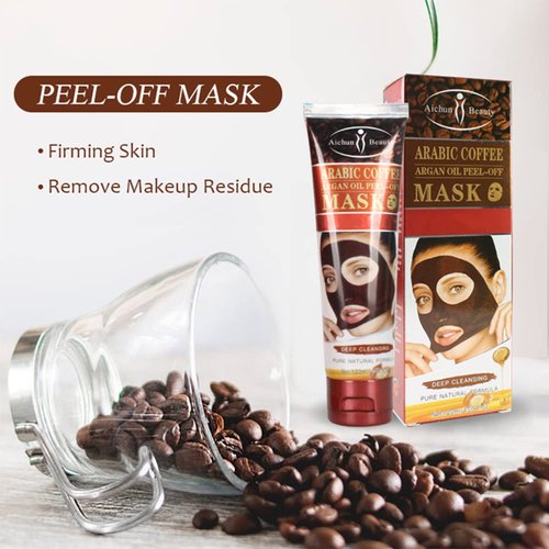 AICHUN BEAUTY Peel-Off Facial Mask Deep Cleansing Oil & Dirt Pores Face Skin Recover Vitamin A & E 120ml/4.05fl.oz (ARABIC COFFEE ARGAN OIL PEEL-OFF MASK)