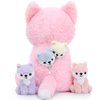 Muiteiur 5-Piece Mommy & Baby Fox Plush Set, Soft Stuffed Animals for Kids, 20-inch Pink, Birthday/Christmas/Valentine's Day Gift