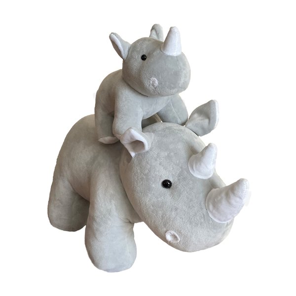 Mother & Baby Rhino Stuffed Animal Toy Set | Super Soft Cute Plushies for Kids' Bedroom | 14-in Safari Stuffed Animals for Girls & Boys | Big & Small Animal Toys by Exceptional Home