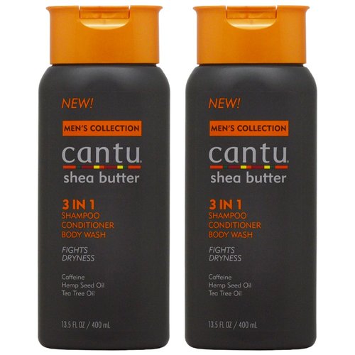 Cantu Men's 3 In 1 Shampoo/Conditioner/Body Wash 13.5oz"Pack of 2"