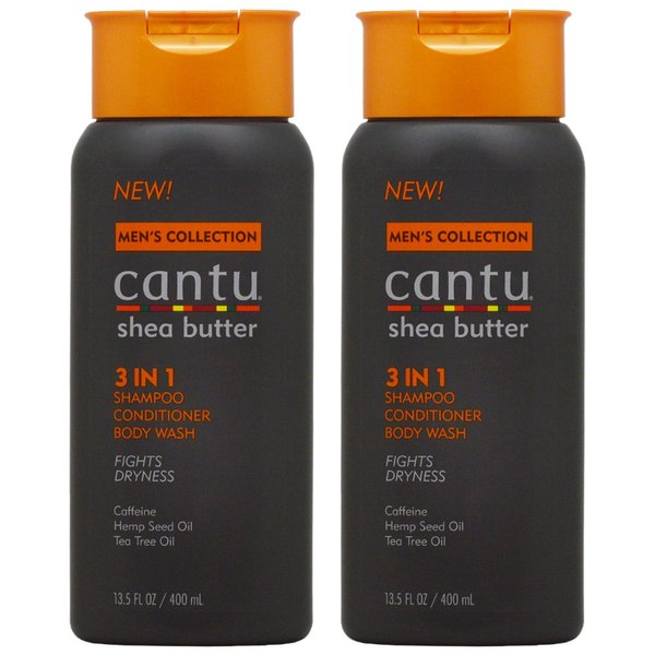 Cantu Men's 3 In 1 Shampoo/Conditioner/Body Wash 13.5oz"Pack of 2"