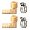 SUNGATOR 90 Degree Brass Elbow Fitting, Hose Barb Fittings with 2 Hose Clamps, 1/2 Inch Barb to 1/2 Inch NPT Elbow Male Adapter for Fuel/ Air/ Oil/ Gas (2PCS)