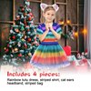 ADREIT Rainbow Tutu Dress for Girls, Birthday Girl Outfit Cosplay Costumes with Headband and Bag Christmas Birthday Party