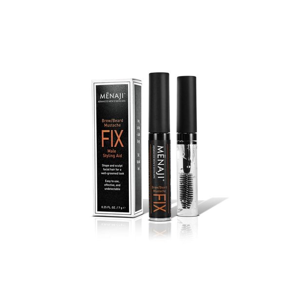 MËNAJI The Fix - Mens Beard and Brow Gel - Hold and Setting Gel with Spiral Brush - Durable and Long Lasting - Keep Facial Hair in Place - 0.25 Oz