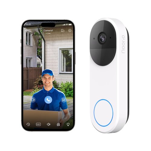 Noorio 3K Smart Video Doorbell Wireless, 5MP Battery-Powered Security Camera with Chime, 180-Day Battery Life, AI Package/Human Detection, 2-Way Talk, No Monthly Fee, Compatible with Alexa