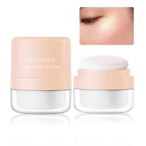 Body Hair Glitter Powder Highlighter Makeup Powder Polvo de Hadas Natural Enhance Facial Contours Lightweight Long-lasting Shimmer Face Body Makeup-Pearl White