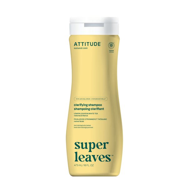 ATTITUDE Clarifying Hair Shampoo, EWG Verified, Dermatologically Tested, Plant- and Mineral-Based, Vegan Beauty Products, Lemon Leaves and White Tea, 16 Fl Oz