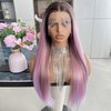 Carkira Colorful Multi Color Rainbow Wig 13x4 Pink Purple Lace Front Wigs Synthetic Cosplay Pastel Lavender Color Wigs 22Inch Long Straight Pre Plucked for Women Girls