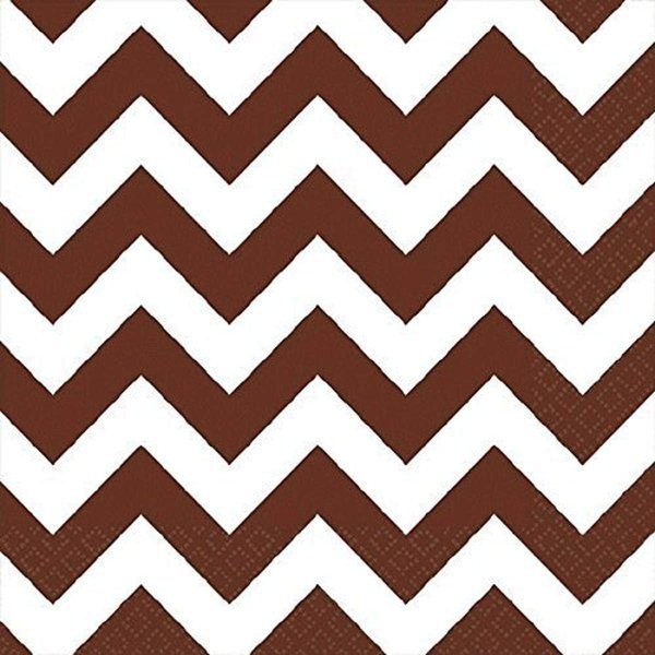 Chocolate Brown Chevron Beverage Napkins | 16 Ct. | 5" x 5"