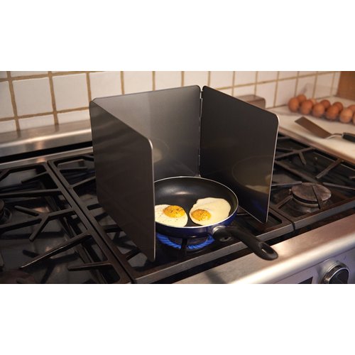 Fox Run Non-Stick 3 Sided Splatter Guard for Stove Top and Frying Pan, 9 x 10.25 inches, Gray Steel