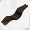 LaaVoo Micro Beaded Weft Hair Extensions Human Hair Brown Weft Beaded Hair Extensions Darkest Brown EZE Microbead Weft Human Hair Extensions 50G 18Inch