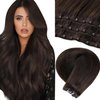 LaaVoo Micro Beaded Weft Hair Extensions Human Hair Brown Weft Beaded Hair Extensions Darkest Brown EZE Microbead Weft Human Hair Extensions 50G 18Inch