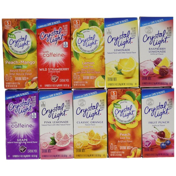 Crystal Light Drink Mix Variety ON THE GO ~ Pack with 10 Flavors ~ (Pack of 10)