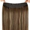 Sunny Wire Hair Extensions Dark Brown Balayage Caramel Blonde Invisible Fish Line Hair Extensions Brown Balayage Human Hair Wire Extensions Long Brown Hair Extensions for Women 100G 20Inch